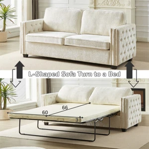 Full Size Pull Out Sofa Bed,Convertible Loveseat Sleeper Sofa w/Folding Mattress - Picture 1 of 21