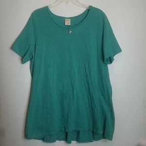 Blair Womens Green Short Sleeve Stretch Peplum Top PLUS SIZE 2XL - Picture 1 of 7