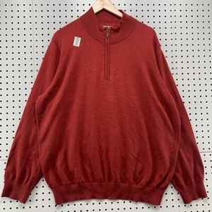 LL Bean 1/4 Zip Pullover Sweater Red Cashmere Blend Mens XL 27x29.5 Long Sleeve - Picture 1 of 17