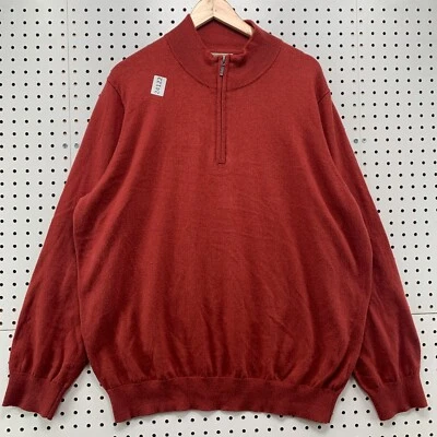 LL Bean 1/4 Zip Pullover Sweater Red Cashmere Blend Mens XL 27x29.5 Long Sleeve - Image 1 of 4