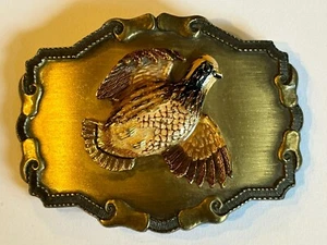 Hebilla de cinturón vintage de pájaro codorniz años 70 Raintree Jewelry & Co vaquero occidental - Imagen 1 de 5