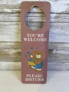 Letrero colgante de puerta vintage Bear No molestar/por favor molestar - Imagen 1 de 4