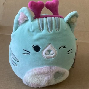 Squishmallows Valentine's Day Corinna the Teal Tabby Cat 8" NWT - Picture 1 of 2