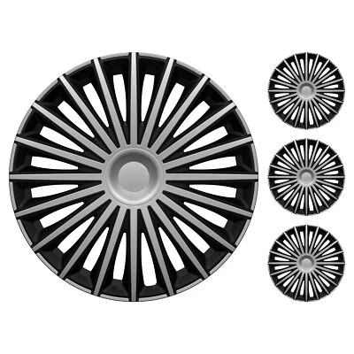Set 4er Radkappen Dakota Serie Argo Radzierblenden 13"/14"/15"/16" Silber Schwar