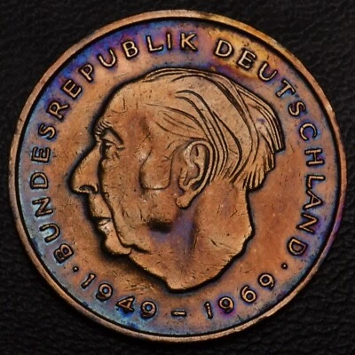 1976-G Germany 2 Mark Theodor Heuss Commemorative gold & purple toning (29-43) - Image 1 of 2