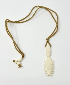 Hawaiian Buffalo Bone Carved 2" Mano Weapon Pendant Adjustable Necklace - Picture 1 of 3