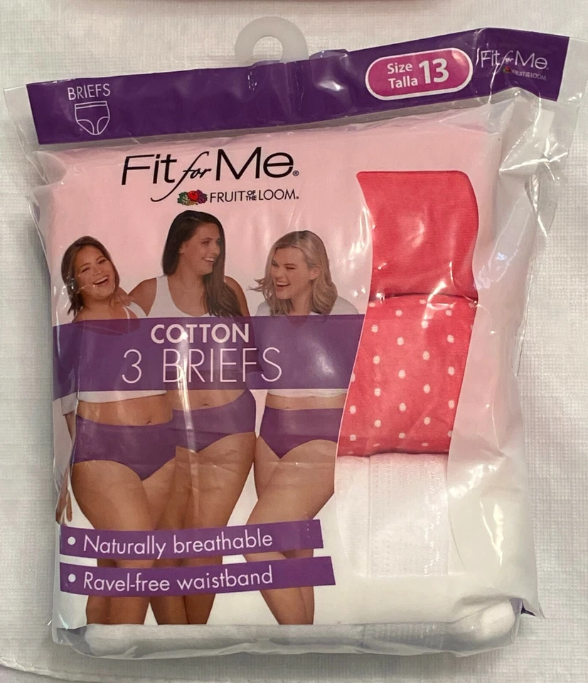 Women's Plus Size Fruit of The Loom 3 Pack Cotton Briefs: Size-9-10-11-12-13 - Image 1 of 1