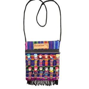 Roatan, Honduras HandMade Crossbody Bag Worry Dolls Woven Shoulder Bag Ethnic - Picture 1 of 15