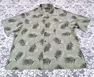 AxCess Shirt Men's XXL Button Up 100% Rayon Green Tropical Print Short Sleeve - Picture 1 of 7