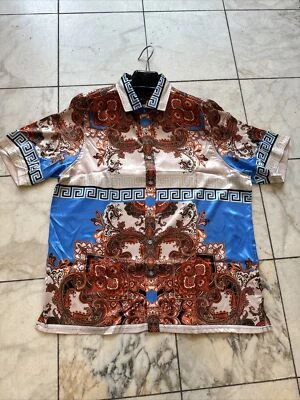 NWT PRESTIGE Men’s Short Sleeve Multi Color Designer Print Shirt Sz. L - Image 1 of 4