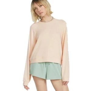 NWT Volcom Lived in Lounge Lil Frenchie Raglan Sweathshirt Top-Sandstorm - Picture 1 of 13