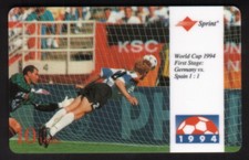 10u Soccer Int'l World Cup USA 1994 Germany vs Spain 11/95 USED Phone Card