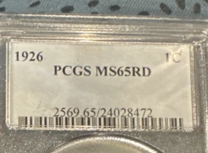 1926 Lincoln Cent MS65RD PCGS - Picture 1 of 7