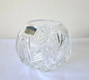 VTG POLONIA 24% PbO Lead Crystal Clear Globe Bowl Cut Elegant Glass 4.5x4 Poland - Picture 1 of 8