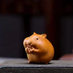 Wood Carving Hamster Animal Wooden Crafts Statue Home Decor Figurine Ornament - Picture 1 of 9