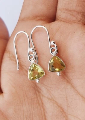 Orecchino pendente al quarzo limone, orecchino in argento sterling 925, orecc... - Immagine 1 di 3