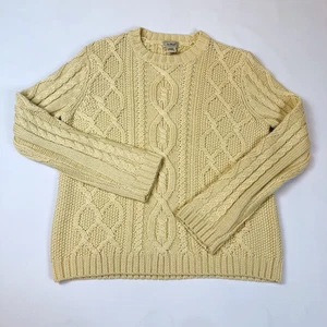 LL Bean Kinder Wollmischung Fischer Zopfmuster Elfenbein Pullover Größe Large 14-16 - Bild 1 von 6