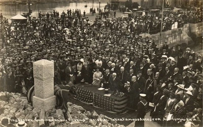 RP Postcard - Unveiling Of Memorial By Mrs Chamberlain, Weymouth, Dorset, 1914. - Image 1 of 2