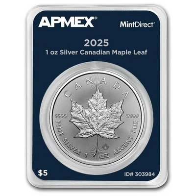 Hoja de arce de plata Canadá 2025 1 oz (MintDirect® única) Foto 1 de 4