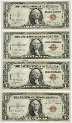 1935 US HAWAII $1 SILVER CERTIFICATES! GEM BU+++! CONSECUTIVE RUN! WOW NR #VIP48 - Image 1 of 3