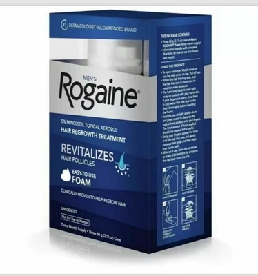 Men's ROGAINE 5% Minoxidil Unscented Foam Hair Regrowth - 3 Pack. Exp. 03/2027 - Image 1 of 2