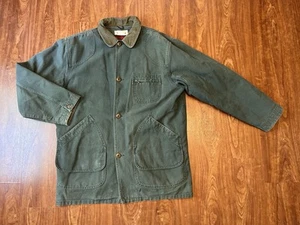 VTG LL Bean Chore Coat Barn Jacket Mens Large Tall Reg Canvas Wool Blanket Lined - Picture 1 of 10