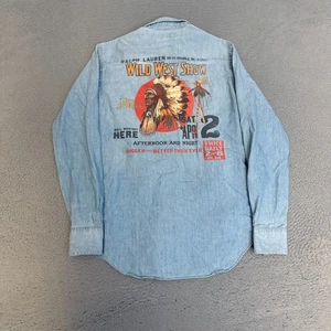 Polo Ralph Lauren Shirt Mens Size Small Wild West Show Snap Button Blue - Picture 1 of 9