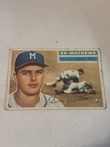 1956 Topps Eddie Mathews (espalda gris) #107 Salón de la fama baja calidad - Imagen 1 de 2