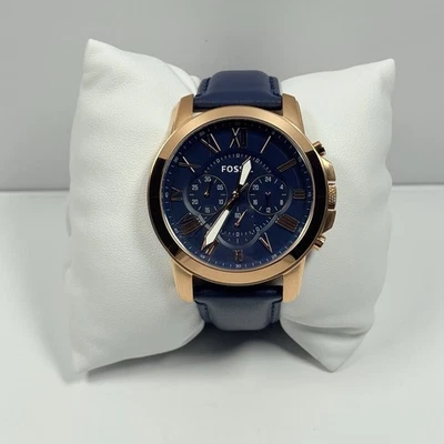 Reloj para hombre Fossil Grant cronógrafo esfera azul correa de cuero azul FS4835 Foto 1 de 4