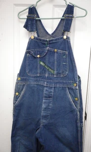 Key Imperial Overalls W34 L29 Carpenter Work Cotton Bib Blue Denim Button Fly - Picture 1 of 13