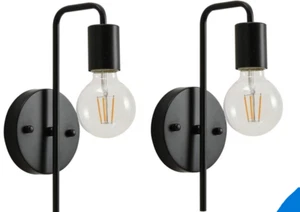 1 Pair Wall Lamp Sconces Light, 11'' Height, Black, bulbs are not included - Picture 1 of 5