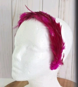 Rosa Fuscia Feder Haarband Elegant Stirnband Leder Interioir Flapper Kostüm - Bild 1 von 10