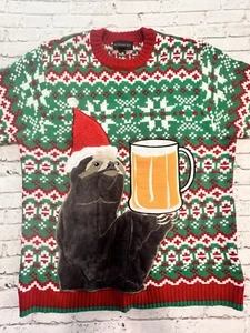Blizzard Bay Ugly Christmas sweater Sloth with Beer Pocket Large - Picture 1 of 8