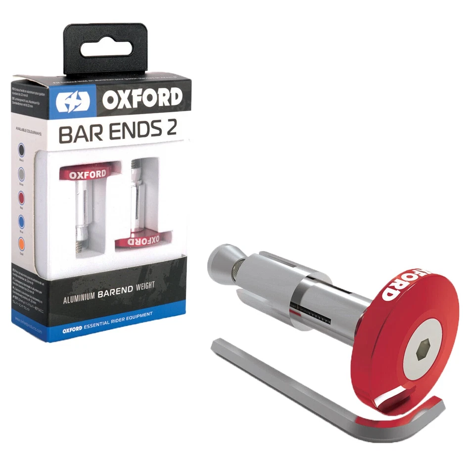Oxford Motorcycle Aluminium Bar Ends Weight 2 Fits 22mm Bars Red OX595