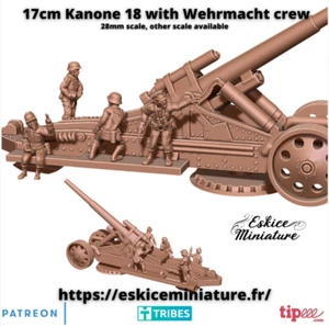 WW2 German Wehrmacht 17cm Kanone 18 w/ Crew Set (3D PRINTED) - Picture 1 of 1