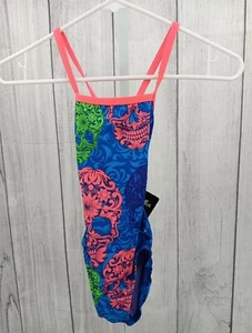 Dolfin Woman Bellas Moda Cross-Back One-Piece Swimsuit Sugar Skulls-Multi 24 AD9 - Picture 1 of 4