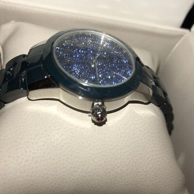 NIB ELLE WRIST WATCH EIFFEL TOWER STAINLESS STEEL WATER RESISTANT MID NT BLUE  - Image 1 of 4