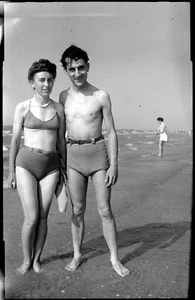 Paar Mann Frau Badeanzug - Negativ Foto Alt Jahr. 1940 - Picture 1 of 1