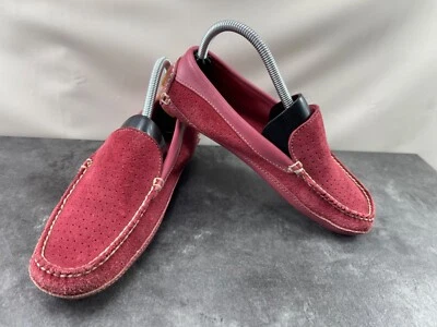 LL Bean Driving Loafers Women 7M Shoes Red Suede Slip On Moc Toe Venetian Flats - Image 1 of 4