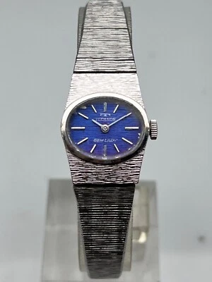 Vintage Technos Gem Lady Blue Dial Oval Shape Manual Winding Women's Wrist Watch - Image 1 of 4