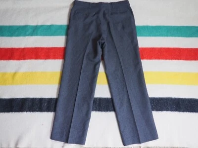 VTG 70s Haggar Magic Stretch Charcoal Gray Pinstripe 34x29 Poly Slacks Pants Men - Image 1 of 4