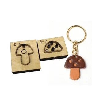 Cute Mushroom Car Keychain Pendant Leather Cutting Die Bag Charm Punch Template - Picture 1 of 2