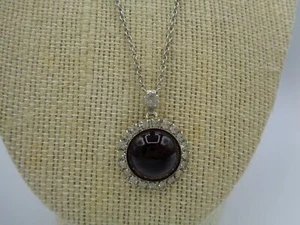 Collana vintage con pietra di luna circondata da strass punteggiati collana 18" - Foto 1 di 5