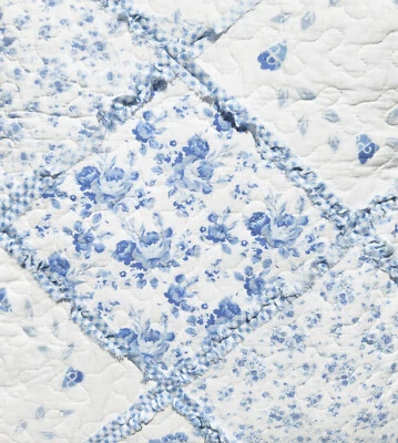 JUEGO DE EDREDONES EVERLY BLUE ROSE 3 piezas King: casa de campo trapo con volantes gingham Foto 1 de 4