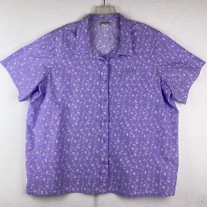 Sara Morgan Womens Purple Print Short Sleeve Snap Button Collared Shirt Size 3XL - Picture 1 of 9