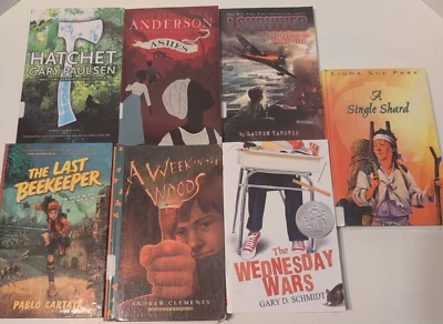 Large Print Chapter Books Lot of 7 AR Fiction Bundle HATCHET Ashes I SURVIVED - Image 1 of 3