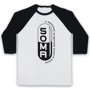 BRAVE NEW WORLD SOMA A GRAMME IS BETTER THAN A DAMN 3/4 SLEEVE BASEBALL TEE - Picture 1 of 11
