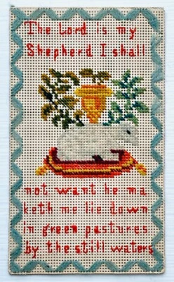 The Lord is my Shepherd TINY ANTIQUE Sampler Bookmark Punch Paper BOOKMARK ONLY - Image 1 of 4