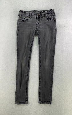 Pantalones de mezclilla ajustados Miss Me para mujer talla 28 gris tiro bajo adornados Foto 1 de 4