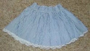Abercrombie Skirt Girls XL Blue White Striped Pull On Elastic Waist - Picture 1 of 4